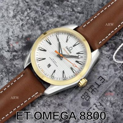 Swiss ETA 8800 Movement Omega Seamaster Superluminova Leather Strap Watch